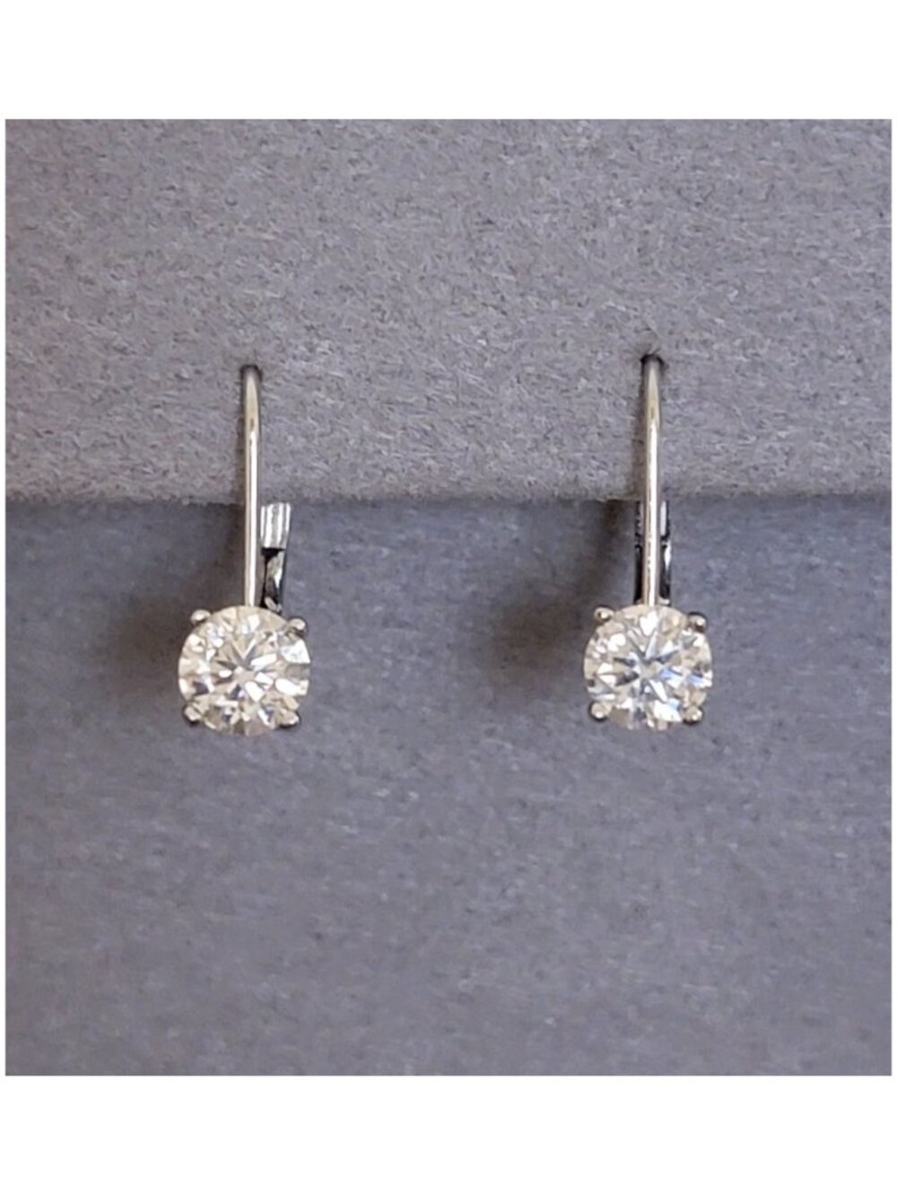 1.0ct Moissanite Dangle Earrings 925 Sterling Silver 5mm Leverback D Color NWT